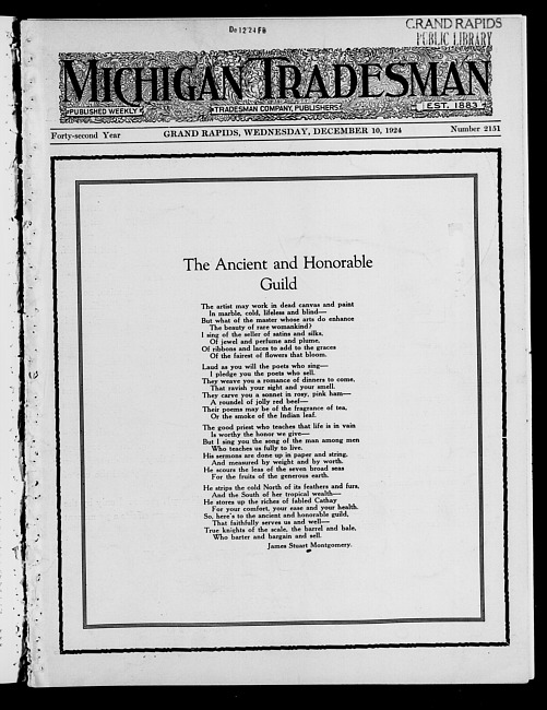 Michigan tradesman. Vol. 42 no. 2151 (1924 December 10)