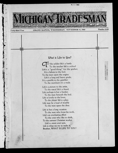 Michigan tradesman. Vol. 43 no. 2199 (1925 November 11)