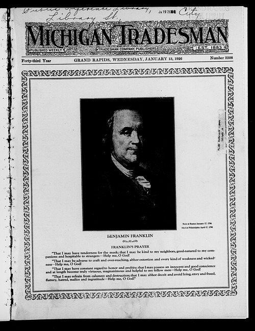 Michigan tradesman. Vol. 43 no. 2208 (1926 January 13)