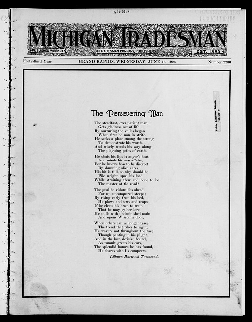 Michigan tradesman. Vol. 43 no. 2230 (1926 June 16)