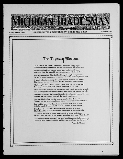 Michigan tradesman. Vol. 44 no. 2263 (1927 February 2)