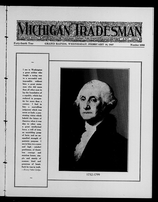 Michigan tradesman. Vol. 44 no. 2265 (1927 February 16)