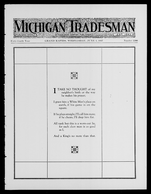 Michigan tradesman. Vol. 44 no. 2280 (1927 June 1)