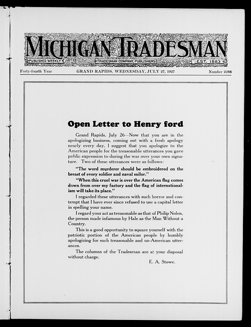 Michigan tradesman. Vol. 44 no. 2288 (1927 July 27)