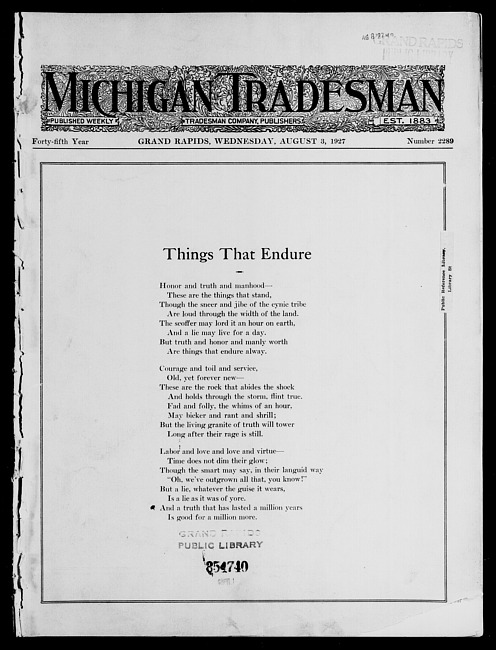 Michigan tradesman. Vol. 45 no. 2289 (1927 August 3)