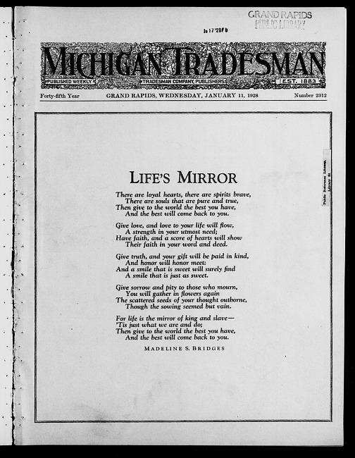 Michigan tradesman. Vol. 45 no. 2312 (1928 January 11)