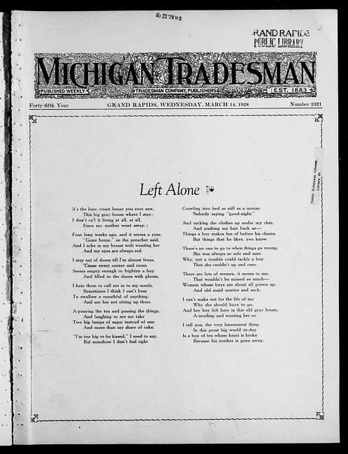 Michigan tradesman. Vol. 45 no. 2321 (1928 March 14)