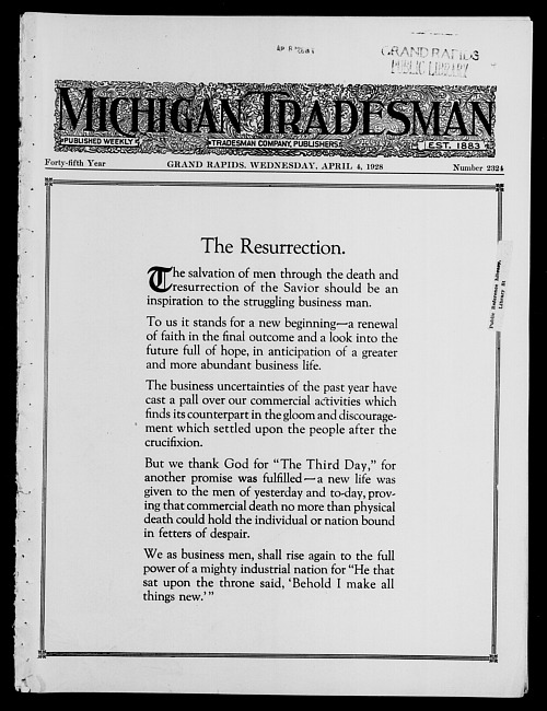 Michigan tradesman. Vol. 45 no. 2324 (1928 April 4)
