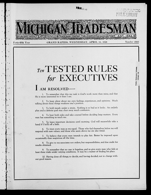 Michigan tradesman. Vol. 45 no. 2325 (1928 April 11)