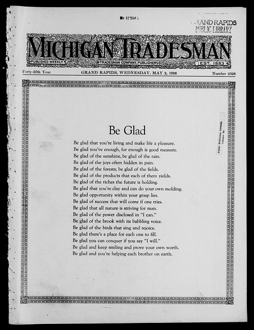 Michigan tradesman. Vol. 45 no. 2328 (1928 May 2)