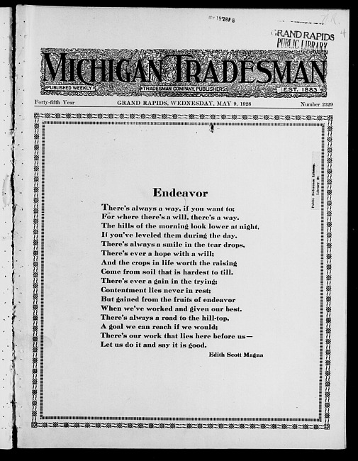 Michigan tradesman. Vol. 45 no. 2329 (1928 May 9)