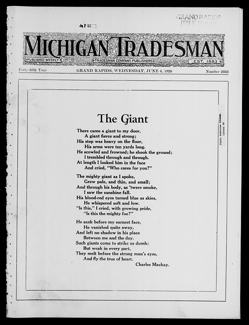 Michigan tradesman. Vol. 45 no. 2333 (1928 June 6)