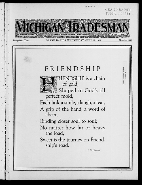 Michigan tradesman. Vol. 45 no. 2336 (1928 June 27)