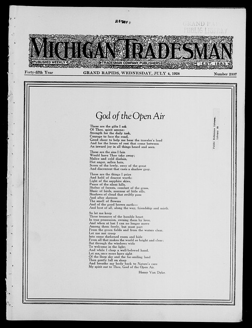 Michigan tradesman. Vol. 45 no. 2337 (1928 July 4)