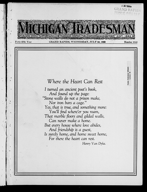 Michigan tradesman. Vol. 45 no. 2340 (1928 July 25)