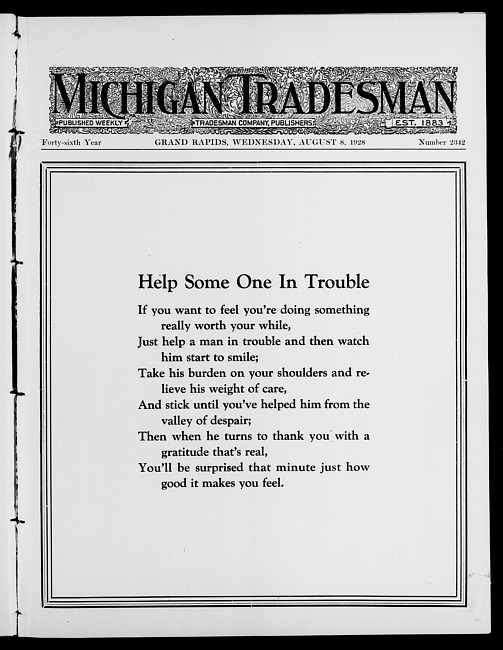 Michigan tradesman. Vol. 46 no. 2342 (1928 August 8)