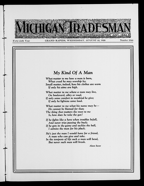 Michigan tradesman. Vol. 46 no. 2344 (1928 August 22)
