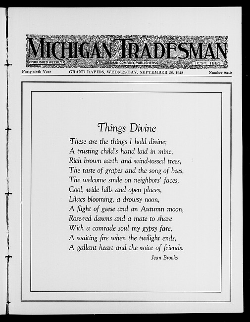 Michigan tradesman. Vol. 46 no. 2349 (1928 September 26)