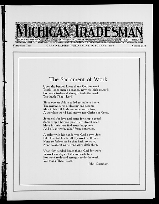 Michigan tradesman. Vol. 46 no. 2352 (1928 October 17)