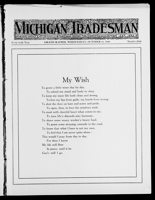 Michigan tradesman. Vol. 46 no. 2354 (1928 October 31)