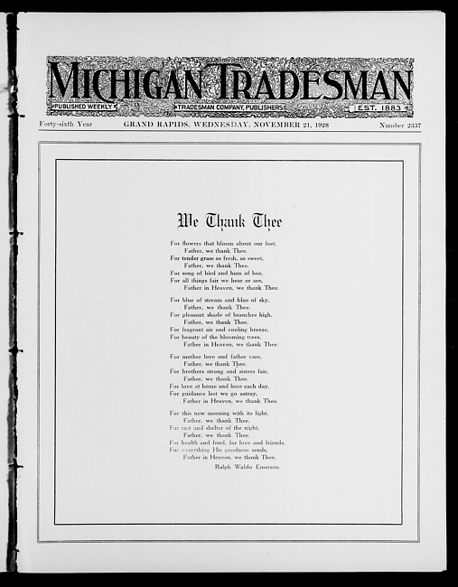 Michigan tradesman. Vol. 46 no. 2357 (1928 November 21)