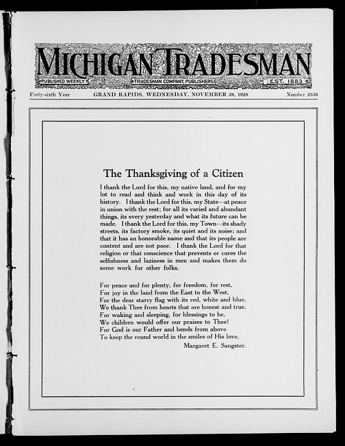 Michigan tradesman. Vol. 46 no. 2358 (1928 November 28)