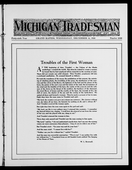 Michigan tradesman. Vol. 46 no. 2360 (1928 December 12)