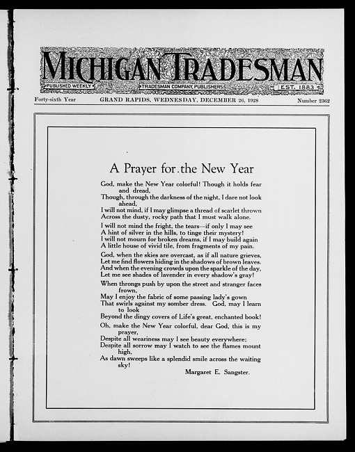 Michigan tradesman. Vol. 46 no. 2362 (1928 December 26)