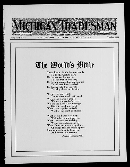 Michigan tradesman. Vol. 46 no. 2363 (1929 January 2)