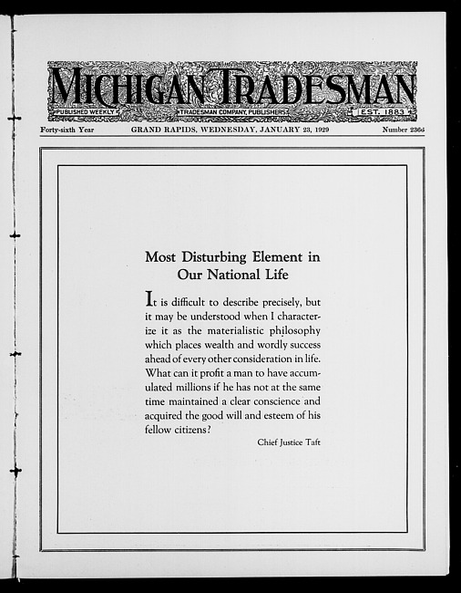Michigan tradesman. Vol. 46 no. 2366 (1929 January 23)