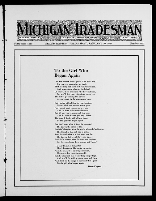 Michigan tradesman. Vol. 46 no. 2367 (1929 January 30)