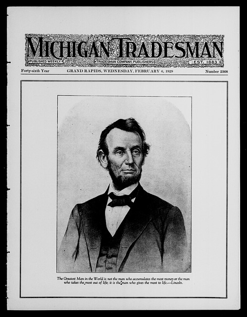 Michigan tradesman. Vol. 46 no. 2368 (1929 February 6)