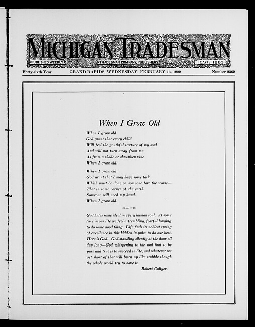 Michigan tradesman. Vol. 46 no. 2369 (1929 February 13)