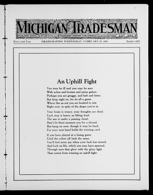 Michigan tradesman. Vol. 46 no. 2371 (1929 February 27)