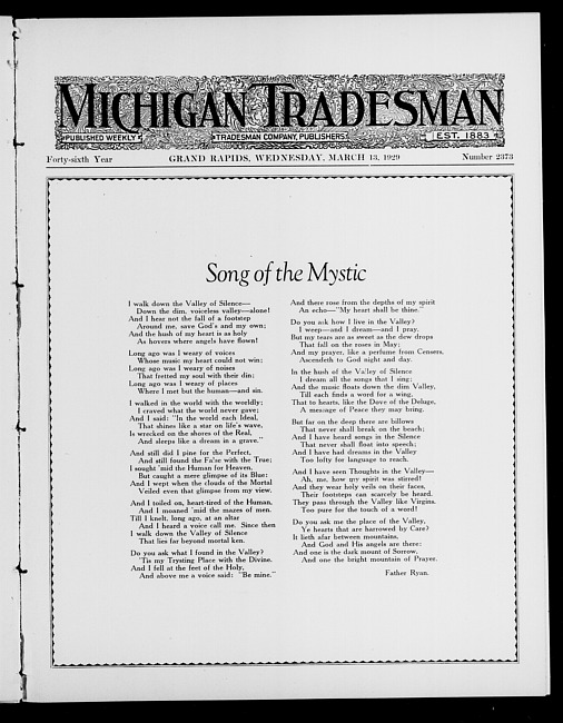 Michigan tradesman. Vol. 46 no. 2373 (1929 March 13)