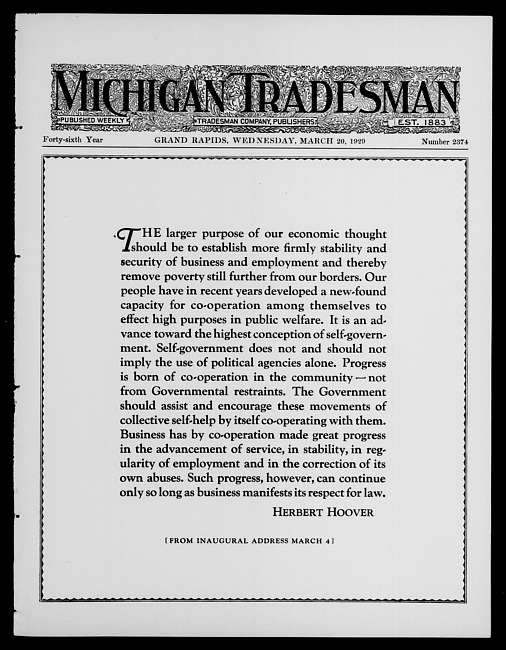Michigan tradesman. Vol. 46 no. 2374 (1929 March 20)