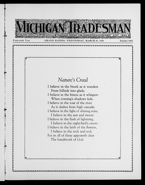 Michigan tradesman. Vol. 46 no. 2375 (1929 March 27)