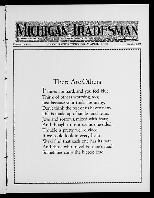 Michigan tradesman. Vol. 46 no. 2377 (1929 April 10)