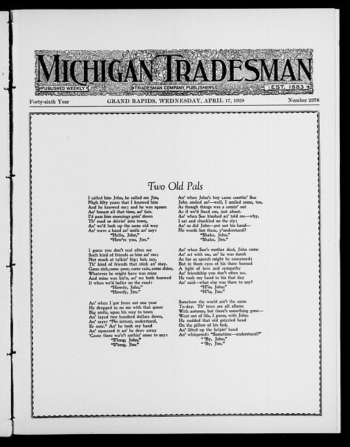 Michigan tradesman. Vol. 46 no. 2378 (1929 April 17)