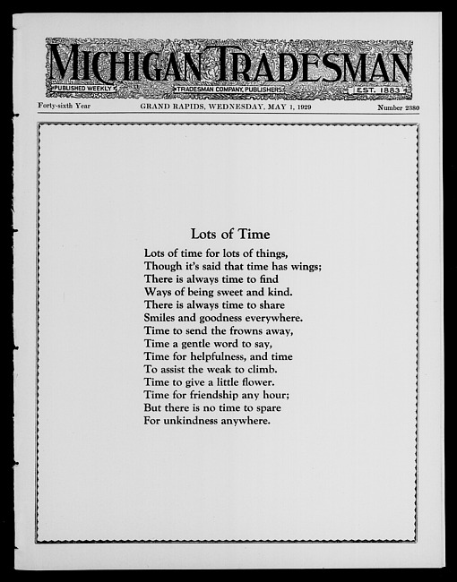 Michigan tradesman. Vol. 46 no. 2380 (1929 May 1)