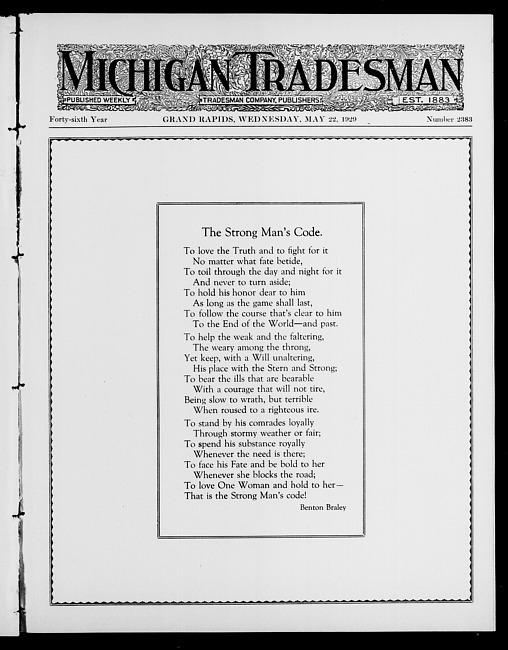 Michigan tradesman. Vol. 46 no. 2383 (1929 May 22)