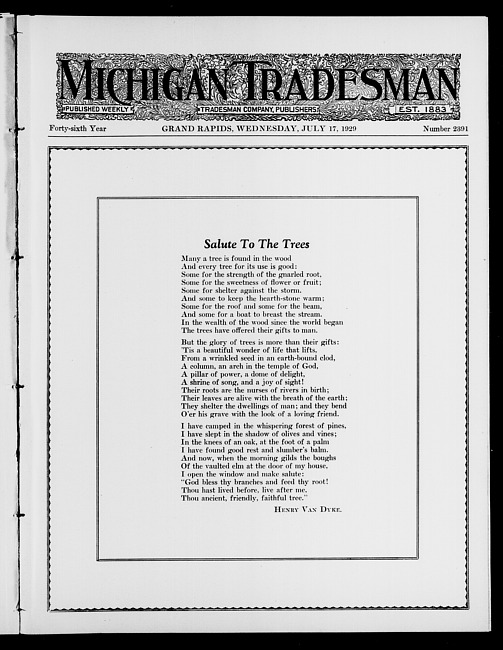 Michigan tradesman. Vol. 46 no. 2391 (1929 July 17)
