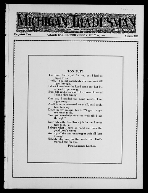 Michigan tradesman. Vol. 47 no. 2393 (1929 July 31)