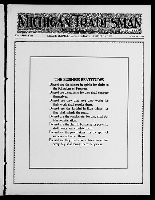 Michigan tradesman. Vol. 47 no. 2395 (1929 August 14)