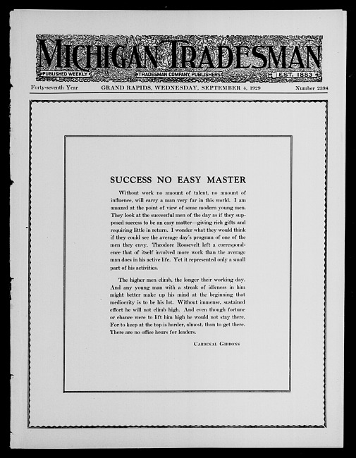 Michigan tradesman. Vol. 47 no. 2398 (1929 September 4)