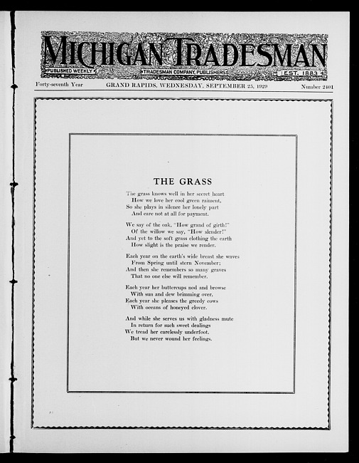 Michigan tradesman. Vol. 47 no. 2401 (1929 September 25)