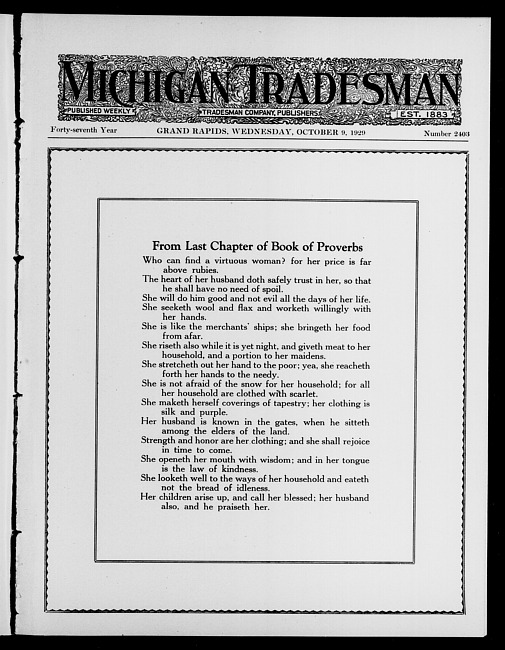 Michigan tradesman. Vol. 47 no. 2403 (1929 October 9)