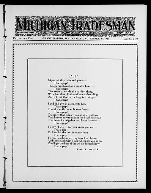 Michigan tradesman. Vol. 47 no. 2409 (1929 November 20)