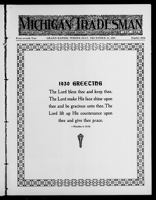 Michigan tradesman. Vol. 47 no. 2414 (1929 December 25)