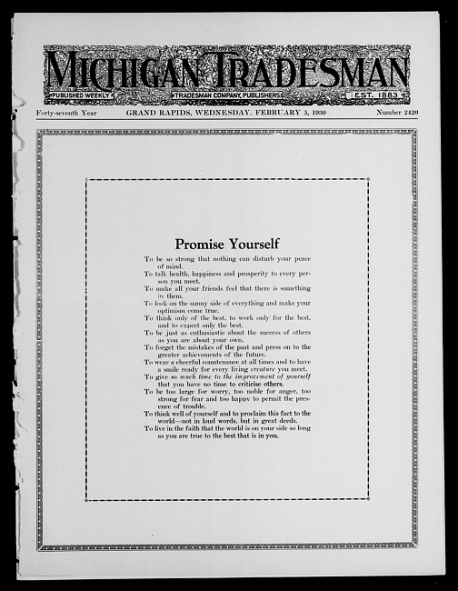 Michigan tradesman. Vol. 47 no. 2420 (1930 February 5)